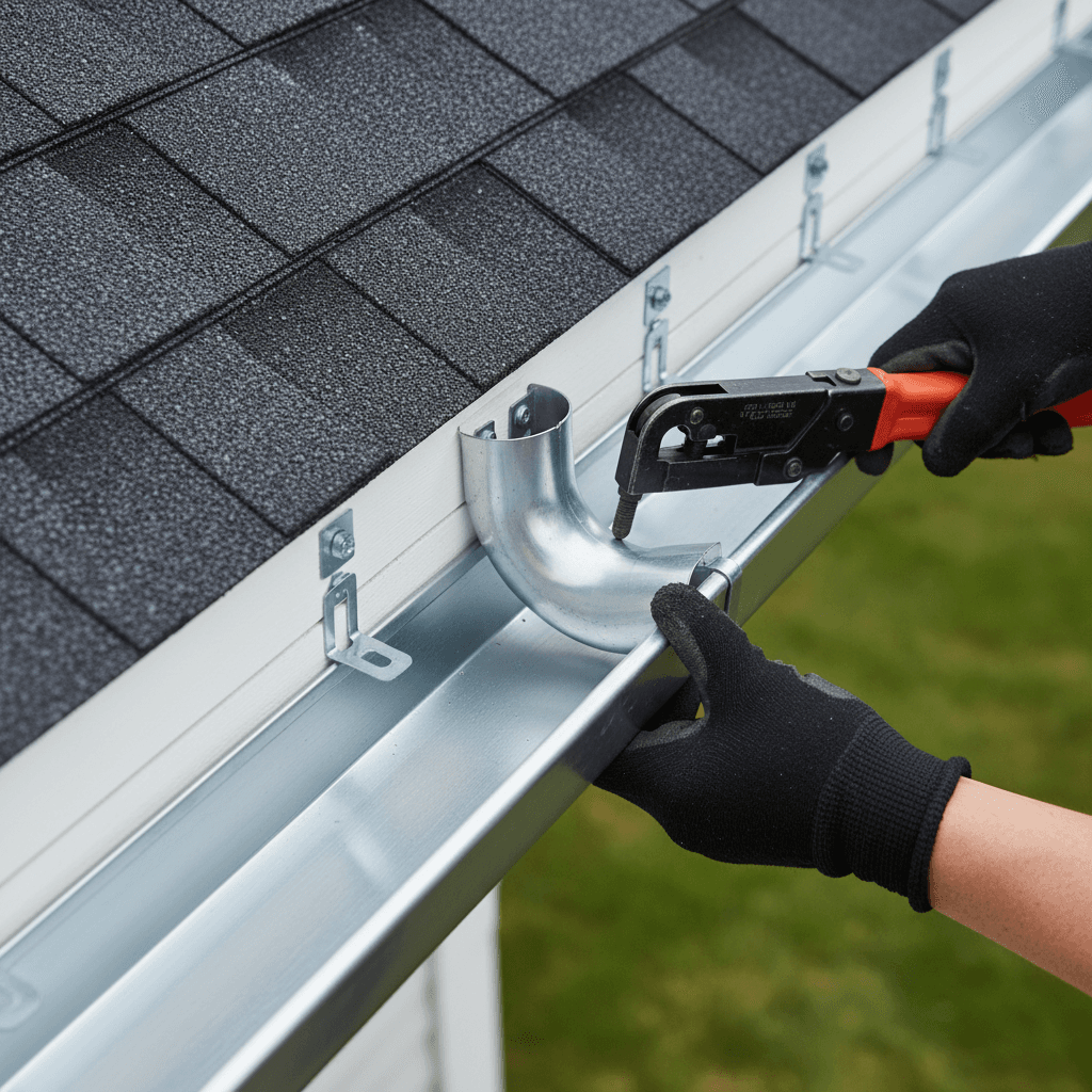 Clean professional gutter installation on residential home